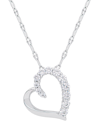 Macy's Lab-created White Sapphire Heart 18" Pendant Necklace (5/8 Ct. T.w.) In Sterling Silver In Silver