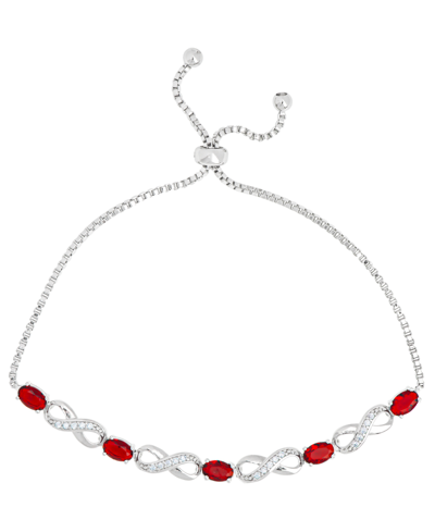 Macy's Women's Fine Silver Plated Simulated Ruby Cubic Zirconia Infinity Bracelet