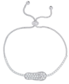 Macy's Women's Fine Silver Plated Cubic Zirconia Flip Flop Bracelet In Gray