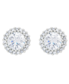 Macy's Women's Fine Silver Plated Round Halo Cubic Zirconia Stud Earrings In Gray