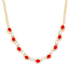 Macy's Lab-created Ruby (4-3/4 Ct. T.w.) & Cubic Zirconia Halo 18" Statement Necklace In Gold-plated Brass In Red