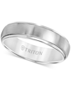 Triton Men's White Tungsten Carbide Ring, Comfort Fit Wedding Band (6mm) In Silver