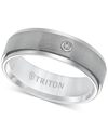 Triton Men's Titanium Ring, 7mm Diamond Accent Wedding Band In Silver