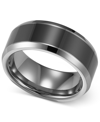 Triton Men's Tungsten Carbide And Ceramic Ring, 8mm Wedding Band In Gray