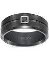 Triton Men's Black Tungsten Ring, Black Diamond Wedding Band (1/10 Ct. T.w.) In Gray