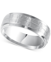 TRITON MEN'S HAMMERED AND BRUSH FINISH WEDDING BAND IN 14K WHITE GOLD