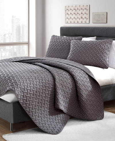 Vcny Home Nina 2-piece Embossed Twin Quilt Set In Gray
