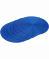 Design Imports Round Polypropylene Woven Placemat, Set Of 6 In Blue