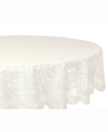 Design Imports Vintage Polyester Lace Tablecloth 63" Round In Tan/beige