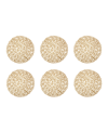 Design Imports Woven Paper Round Placemat, Set Of 6 In Tan/beige