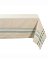 Design Imports Chambray French Stripe Tablecloth 60" X 84" In Green
