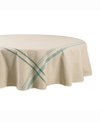 Design Imports Chambray French Stripe Tablecloth 70" Round In Green