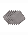 Design Imports Solid Gray Heavyweight Fringed Napkin Set Of 6 In Gray