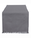 Design Imports Solid Gray Heavyweight Fringed Table Runner 14" X 72" In Gray
