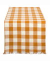 Design Imports Heavyweight Check Fringed Table Runner In Orange