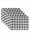 DESIGN IMPORTS GRAY HEAVYWEIGHT CHECK FRINGED PLACEMAT SET OF 6