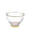 CLASSIC TOUCH 9" GLASS TEXTURED SALAD BOWL WITH VIVID GOLD TONE RIM AND BASE