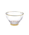 Classic Touch Set Of 4 Straight Line Textured Dessert Bowls With Vivid Gold Tone Rim And Base In Brown