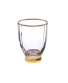 CLASSIC TOUCH SET OF 6 STRAIGHT LINE TEXTURED STEMLESS WINE GLASSES WITH VIVID GOLD TONE BASE AND RIM