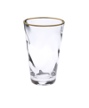 Classic Touch Set Of 6 Wavy Glass Water Tumblers With Gold-tone Rim In Brown