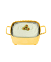 Classic Touch Small Square Beaded Candy, Dip Bowl And Spoon In Gold