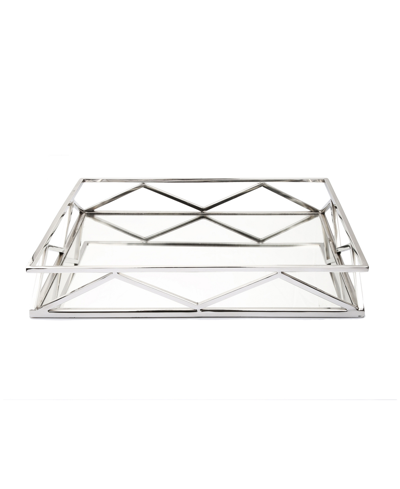 Classic Touch Oblong Mirror Tray In Silver