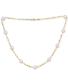 Macy's Green Jade Bead Paperclip Link Collar Necklace In Gold-plated Sterling Silver, 18" + 2" Extender, (a In Pink