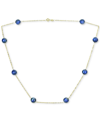Macy's Onyx Bead 18" Collar Necklace In 14k Gold (also In Jade, Lapis Lazuli, Rose Quartz, & Turquoise) In Blue