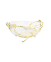 Classic Touch 11"d Glass Bowl With Gold Twig Base In Brown