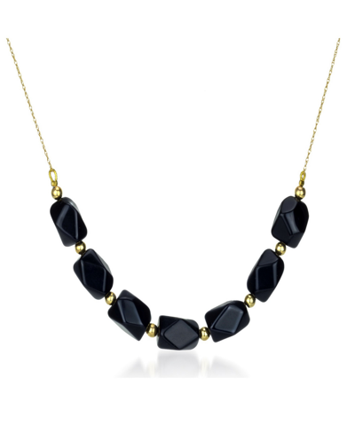 Macy's Black Onyx (9-10mm) Chain Necklace In 14k Yellow Gold In K Yg