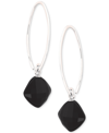 Macy's Onyx Threader Drop Earrings In Sterling Silver In Black