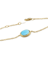 Macy's Genuine Sleeping Beauty Turquoise Chain Bracelet In 14k Yellow Gold In Blue