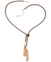 Guess Two-tone Knotted Tassle Necklace In Gold