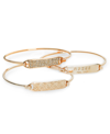 Guess Rose Gold-tone 3-pc. Set Plate And Wire Bangle Bracelets In Gold