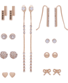 Guess Gold-tone 9-pc. Set Crystal Heart & Bow Earrings In Gold