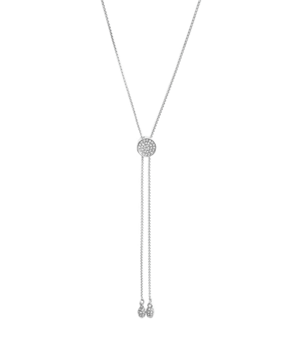 Vince Camuto Glass Stone Pave Slider Necklace In Silver-tone