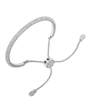 Vince Camuto Silver-tone Adjustable Glass Stone Slider Bracelet In Silver