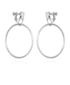 Vince Camuto Stylish Drop Hoop Clip On Earrings In Silver