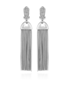 VINCE CAMUTO SILVER-TONE PAVE TASSEL CLIP DROP EARRINGS