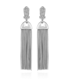 Vince Camuto Silver-tone Pave Tassel Clip Drop Earrings In Silver