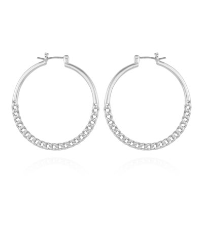 Vince Camuto Chain Link Hoop Earrings In Silver-tone