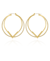 VINCE CAMUTO GOLD-TONE DOUBLE HOOP V PAVE EARRINGS