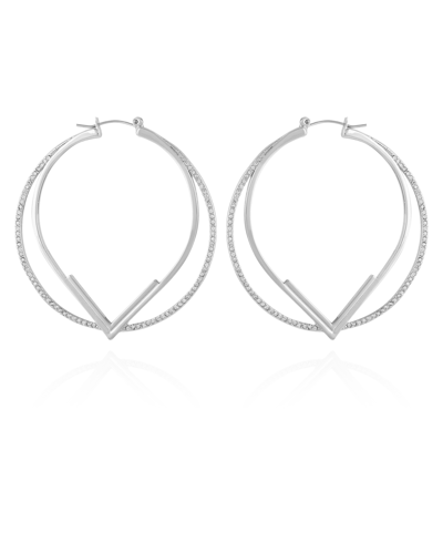 Vince Camuto Pave Hoop Earrings In Silver-tone