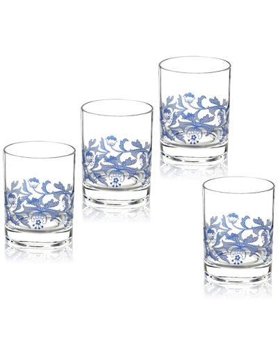 Spode Blue Italian Set Of 4 Double Old Fashioned Glasses In Multi