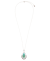 Barse Bazaar Sterling Silver And Genuine Turquoise Pendant On Chain Necklace In Blue