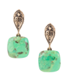 BARSE ORNATE BRONZE AND GENUINE LIME TURQUOISE DROP EARRINGS