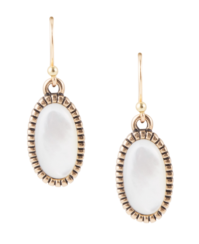 Barse Roman Bronze And Genuine Mother-of-pearl Drop Earrings