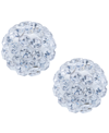 GIANI BERNINI CRYSTAL 8MM PAVE EARRINGS IN STERLING SILVER. AVAILABLE IN CLEAR, BLUE, LIGHT BLUE OR MULTI