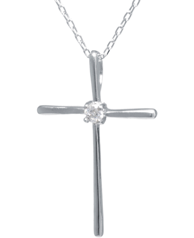 Giani Bernini Cubic Zirconia Cross 18" Pendant Necklace In Sterling Silver, Created For Macy's