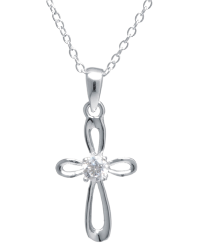 Giani Bernini Cubic Zirconia 18" Cross Pendant Necklace In Sterling Silver, Created For Macy's